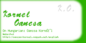 kornel oancsa business card